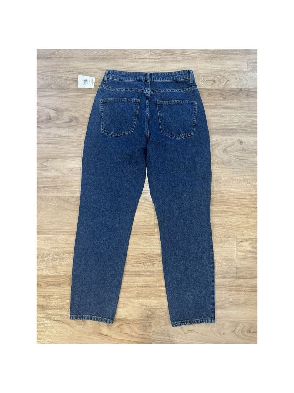 Free People High-Rise Dark Blue Mom Jeans - Picture 2 of 7